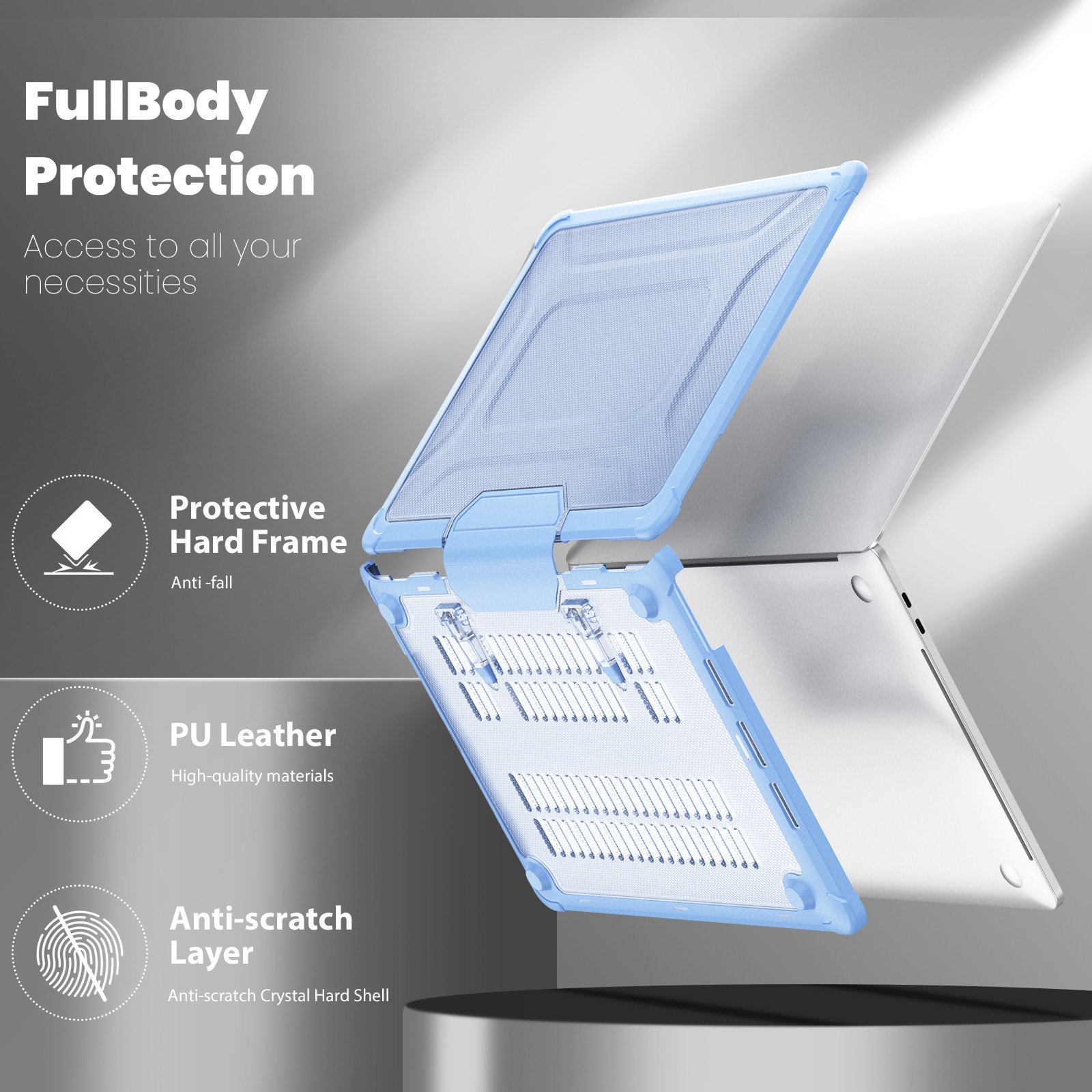 New transparent TPU+PC protective case with stand, anti-fall and shockproof protective case for Mac Book pro 13 2018 2020 2022