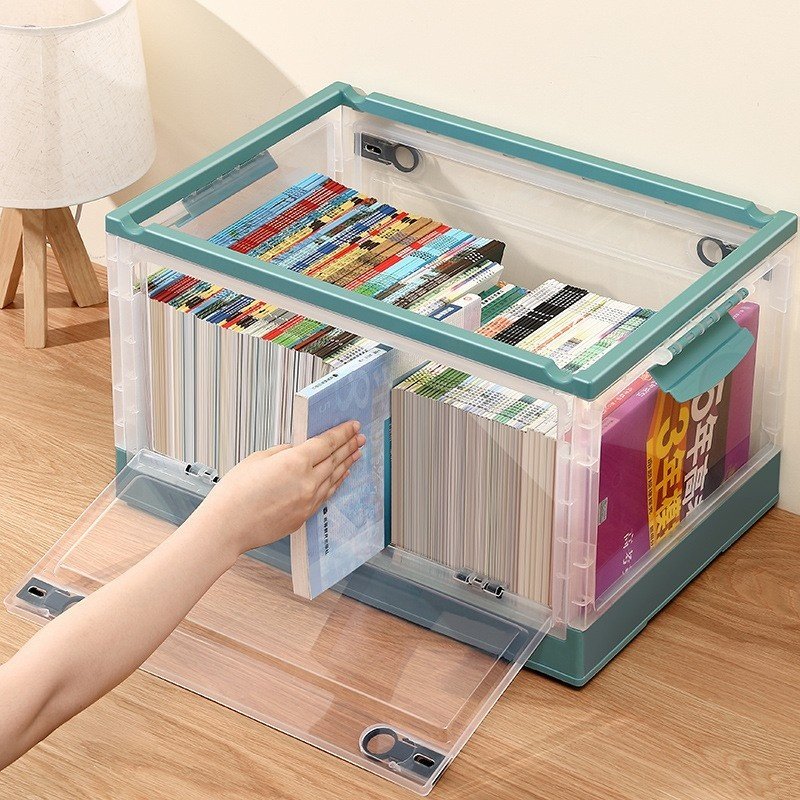 Storage and Sorting Box Transparent Dormitory Home Book Storage Box, Foldable Book Box, Student Plastic Shoe Box Multifunction
