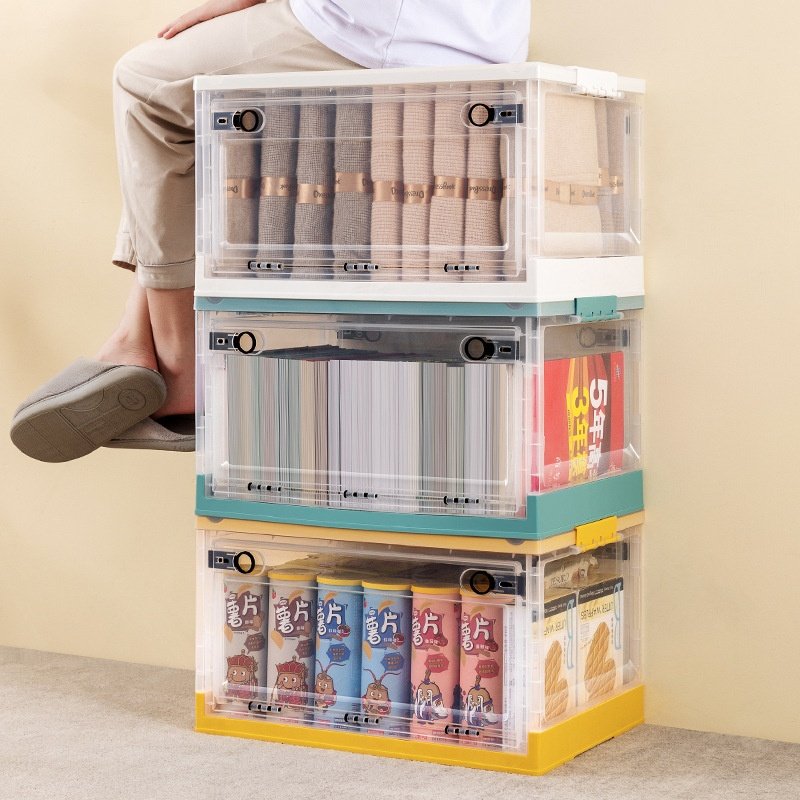 Storage and Sorting Box Transparent Dormitory Home Book Storage Box, Foldable Book Box, Student Plastic Shoe Box Multifunction