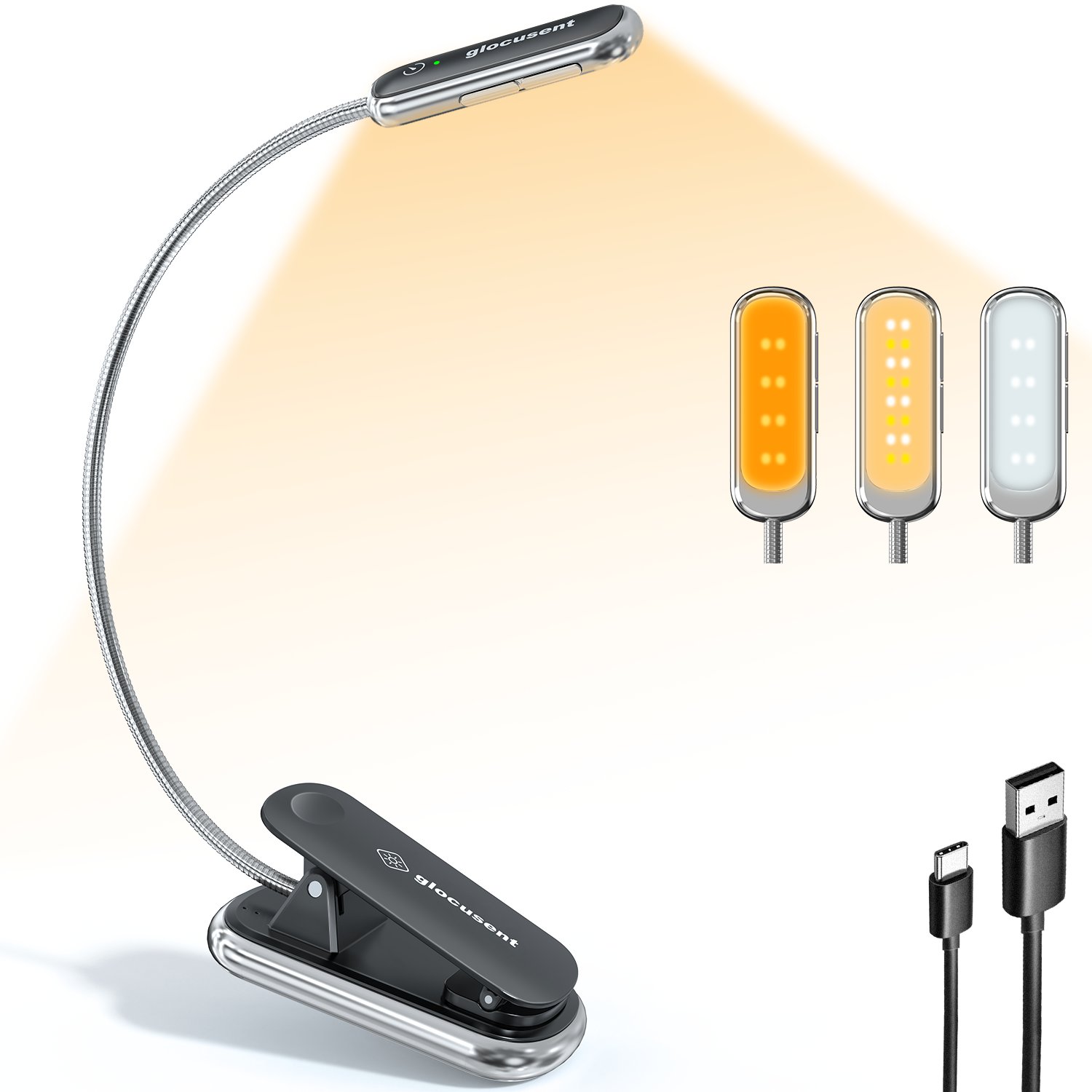 New Design Premium Mini Book Reading Light 16 leds Rechargeable Eye Caring Clip On Book Reading Light With Timer