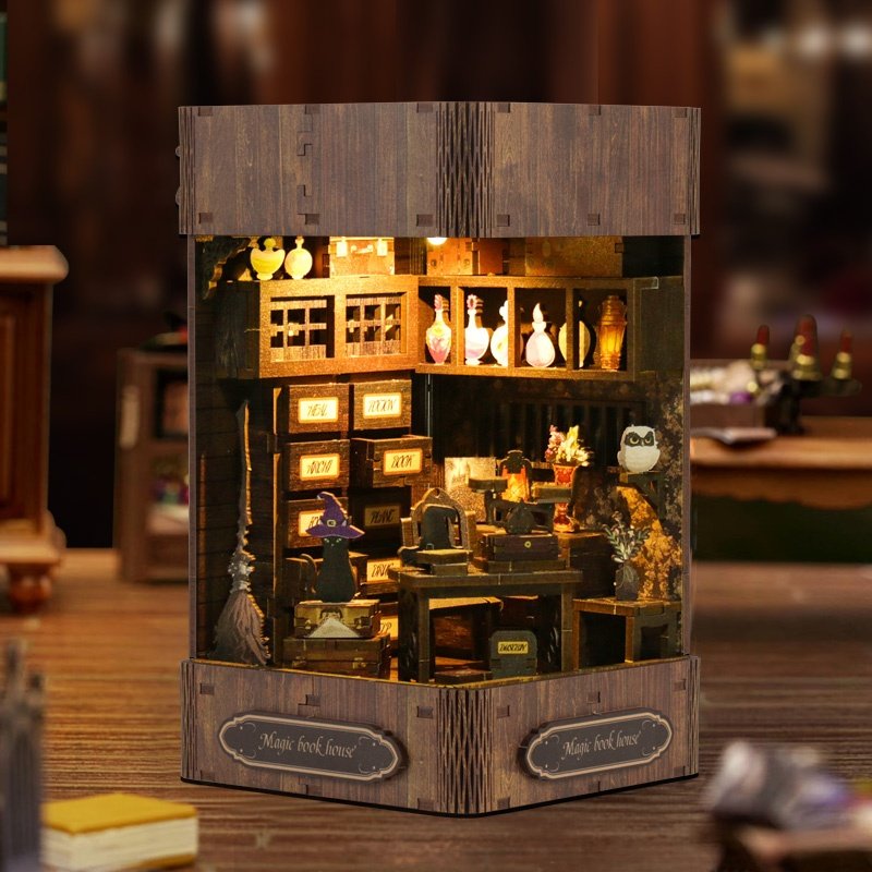 Customized popular 3d assembled magic Mini house story Wooden Puzzle Diy Miniature book nook