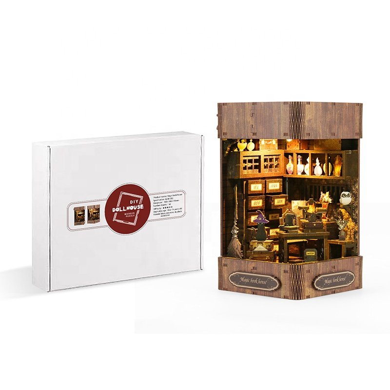 Customized popular 3d assembled magic Mini house story Wooden Puzzle Diy Miniature book nook