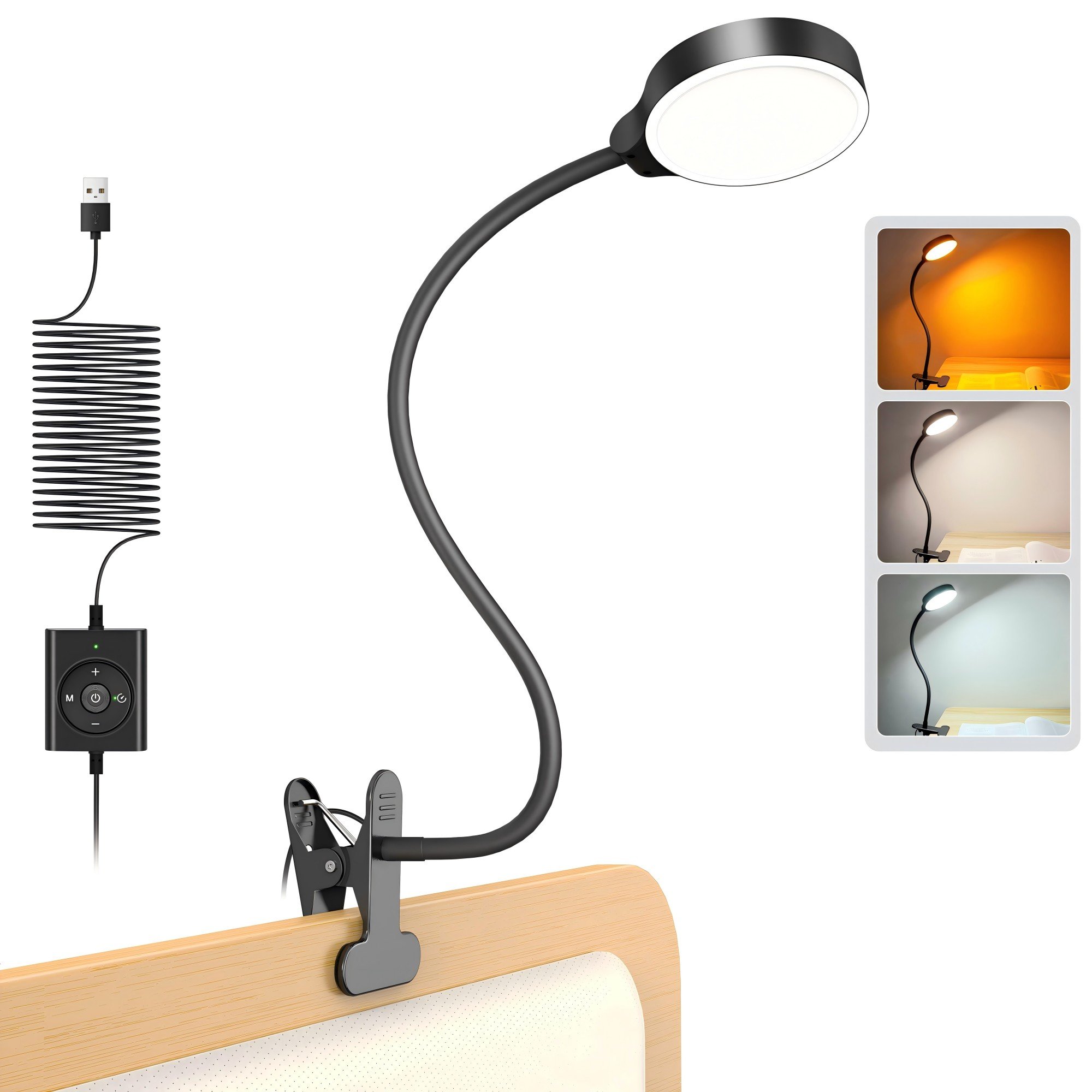 Clearance Price Glocusent Led Bed Headboard Reading Lights Flexible Eye Caring Clip-on Book Light for Reading in Bed