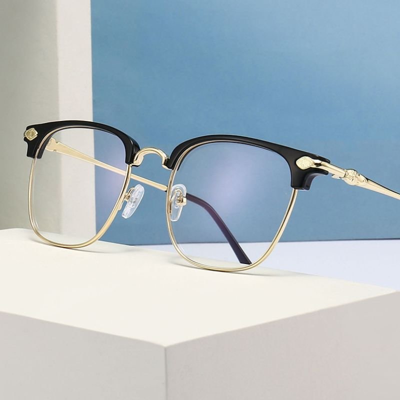 X605 1pc Metal Squared Frame Blue Light Blocking Presbyopia Unisex Men Women 1.0 1.5 2.0 2.5 3.0 3.5 4.0 Reading Glasses