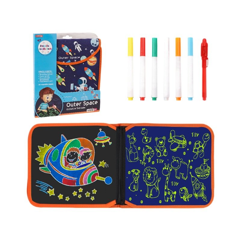New Design Night Light Portable Folding Erasable Drawing Book Kids Double-sided Graffiti Writing Board Toys Water Painting Book