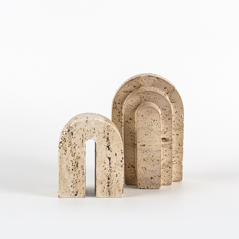 Light Luxury Art Deco Bookends Artificial Cave Stone Resin Crafts Vertical Pattern Home Decoration Bookstore Bookends Decorative
