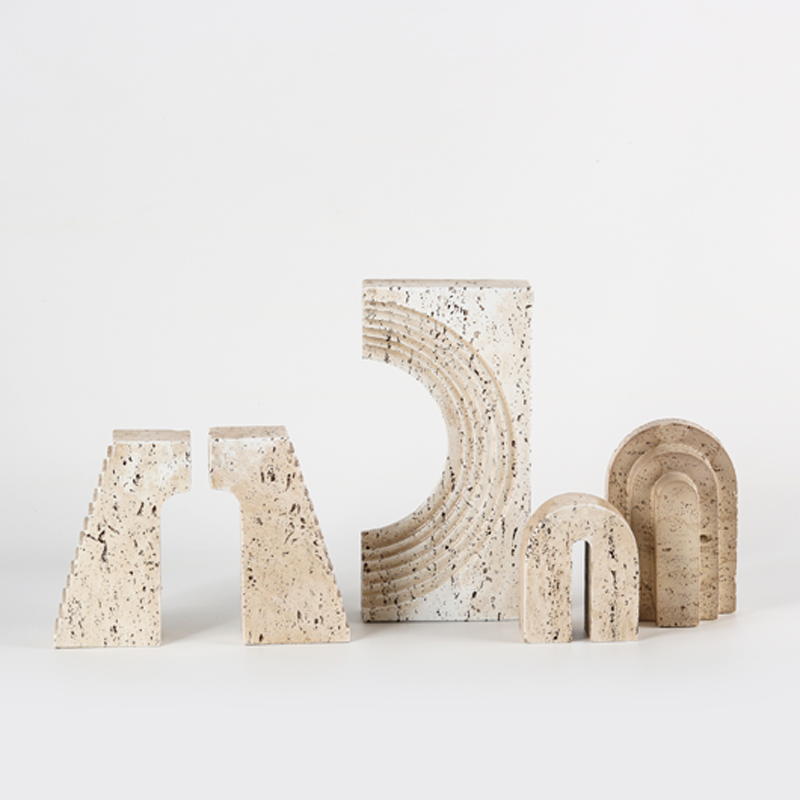 Light Luxury Art Deco Bookends Artificial Cave Stone Resin Crafts Vertical Pattern Home Decoration Bookstore Bookends Decorative