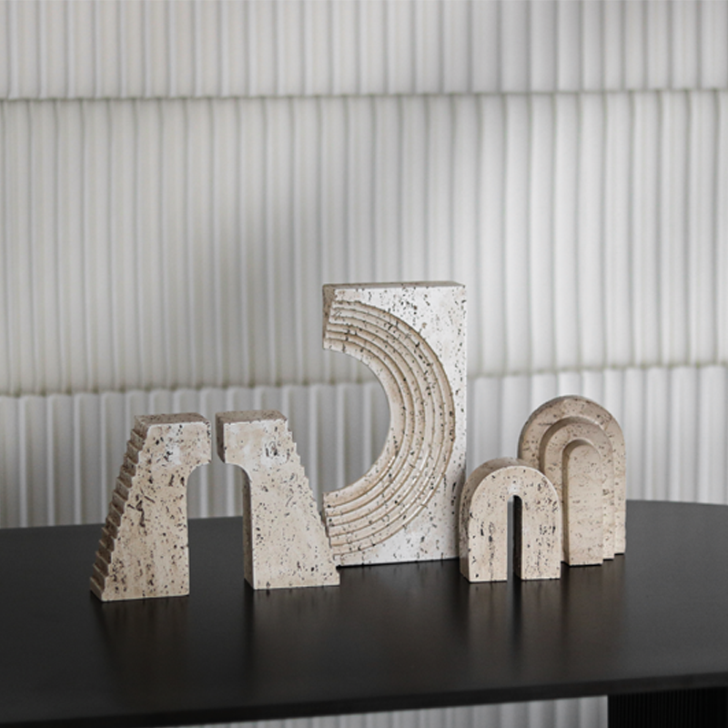 Light Luxury Art Deco Bookends Artificial Cave Stone Resin Crafts Vertical Pattern Home Decoration Bookstore Bookends Decorative