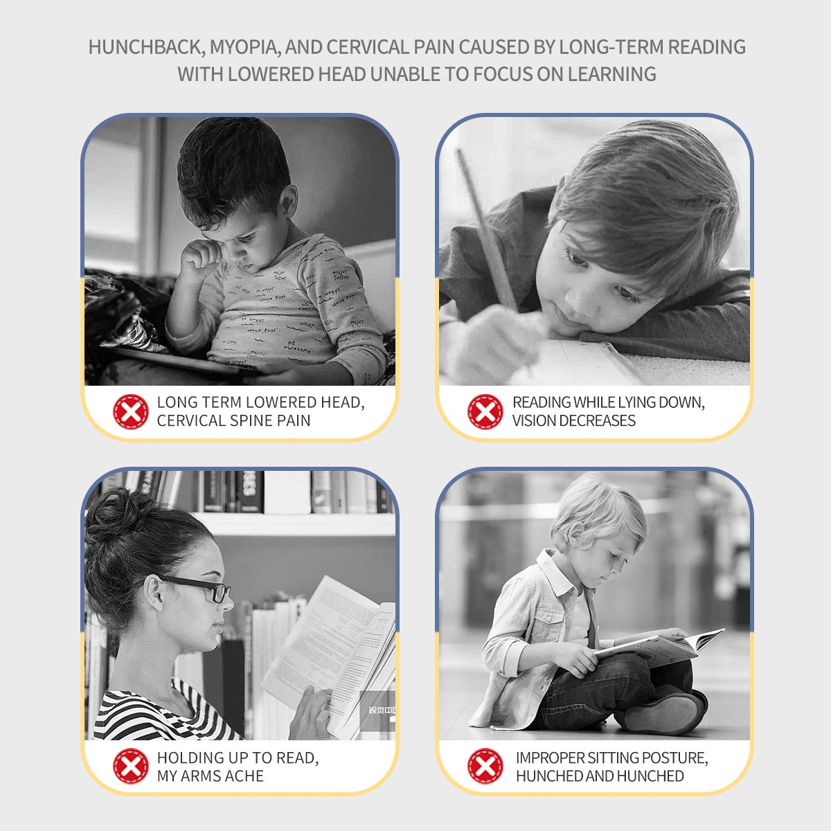 Eye Protection Led Lights Eyecaring Rechargeable Led Desk Lamps Reading Book Light with Book Board For Child Sitting Correction