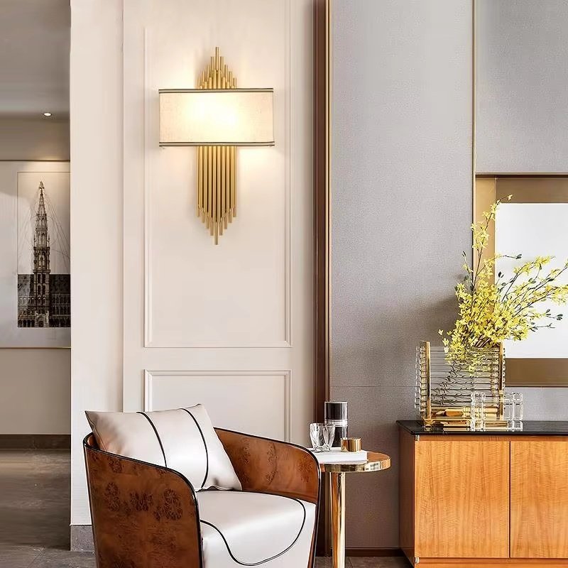 Modern American Style LED Wall Lamp Luxury Iron Fabric Body for Home Indoor Hotel Night Light Bedroom Book Room Living Room