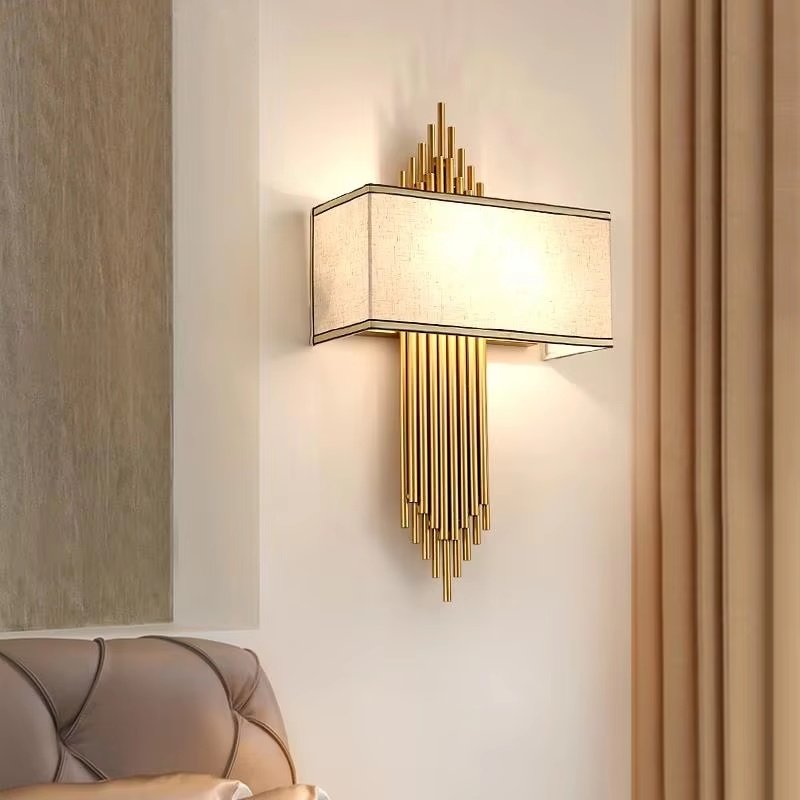 Modern American Style LED Wall Lamp Luxury Iron Fabric Body for Home Indoor Hotel Night Light Bedroom Book Room Living Room