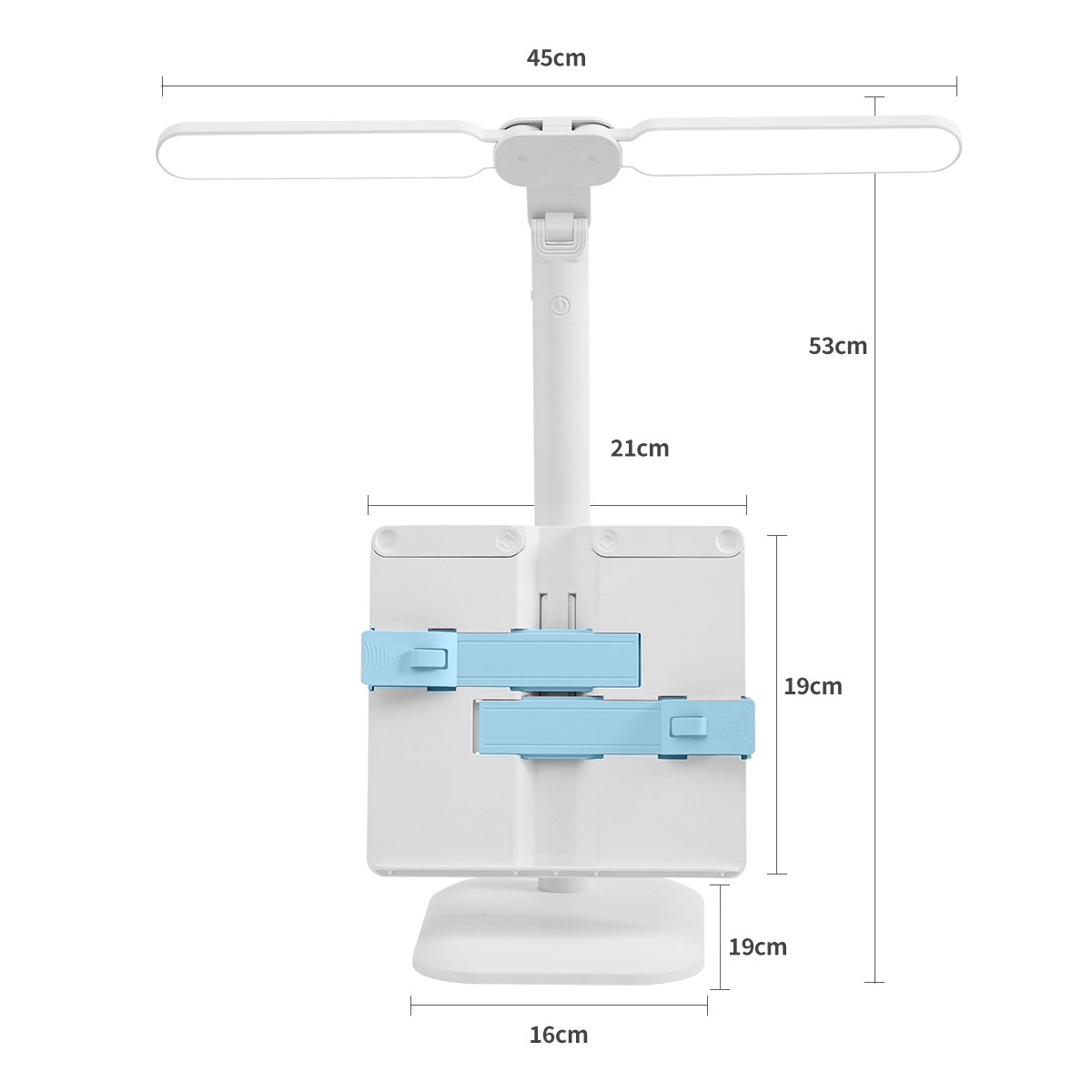 2 Heads LED Touchable Desk Lights Studio Table Light Desk Lamp with Book Clamp Board for Kids Sitting Correction Eye Protect