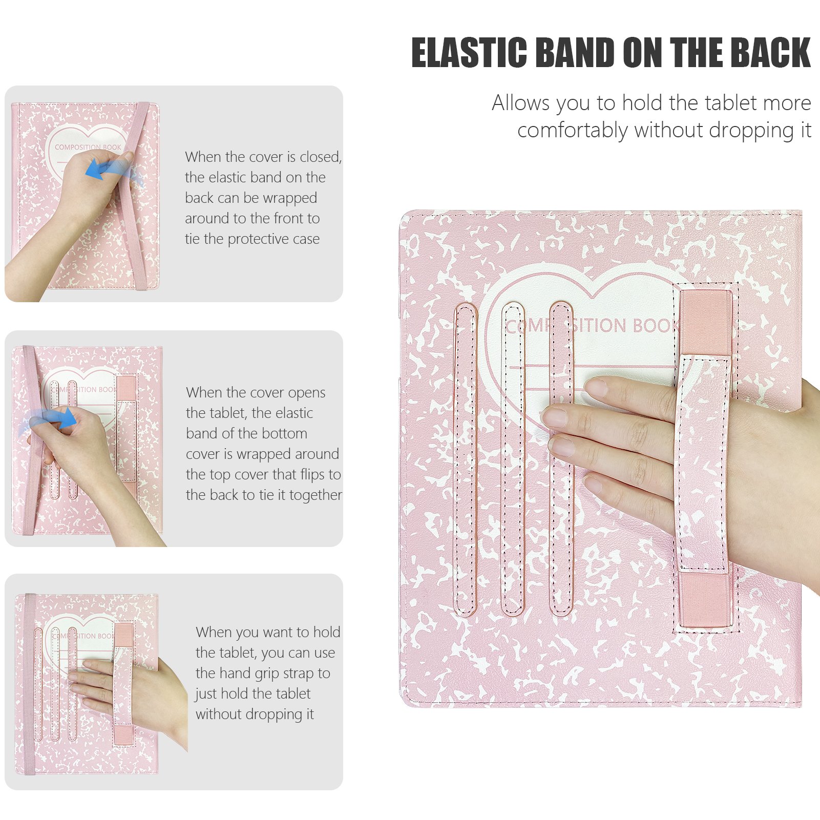 Remarkable 2 Case 10.3 inch Cover Case Slim Lightweight Book Folios Cover for Tablet with Pen Holder/Hand Strap/Elastic Strap