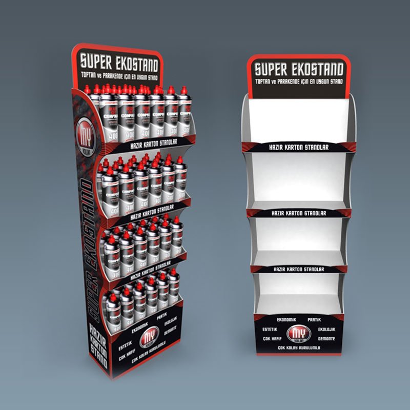 Floor Stand Foam Board Shelf Printing Can Holder PVC Floor Display Stands in Store or Supermarket