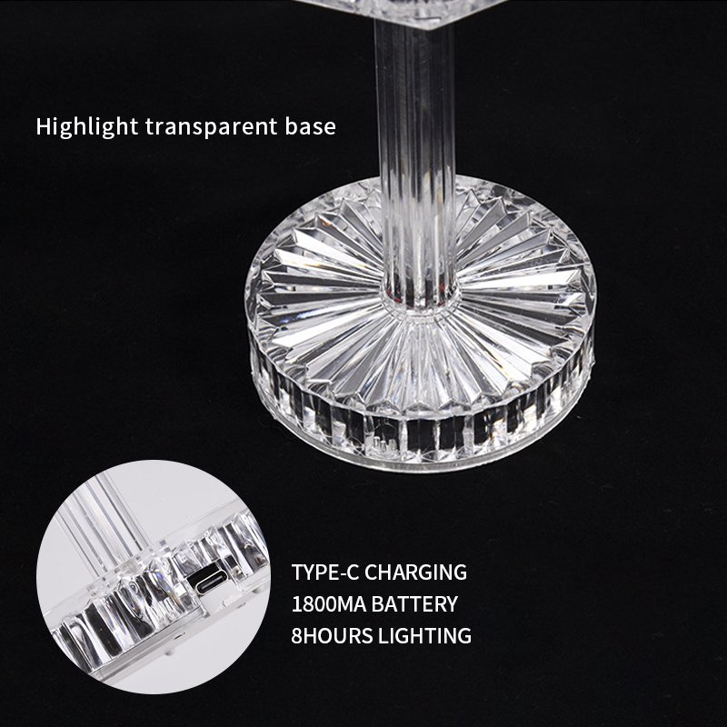 Romantic Portable 16 Color Atmosphere USB Rechargeable Rose Remote Acrylic Crystal Decorative LED night table desk lights lamp
