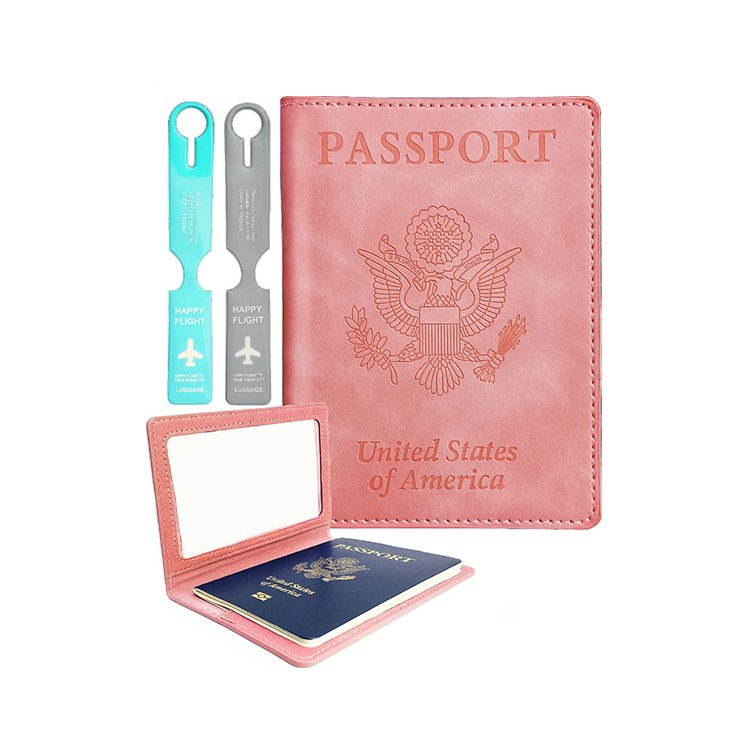 Customize Logo Rfid Pu Leather Wallet Passport Cover Passport Book Passport Holder