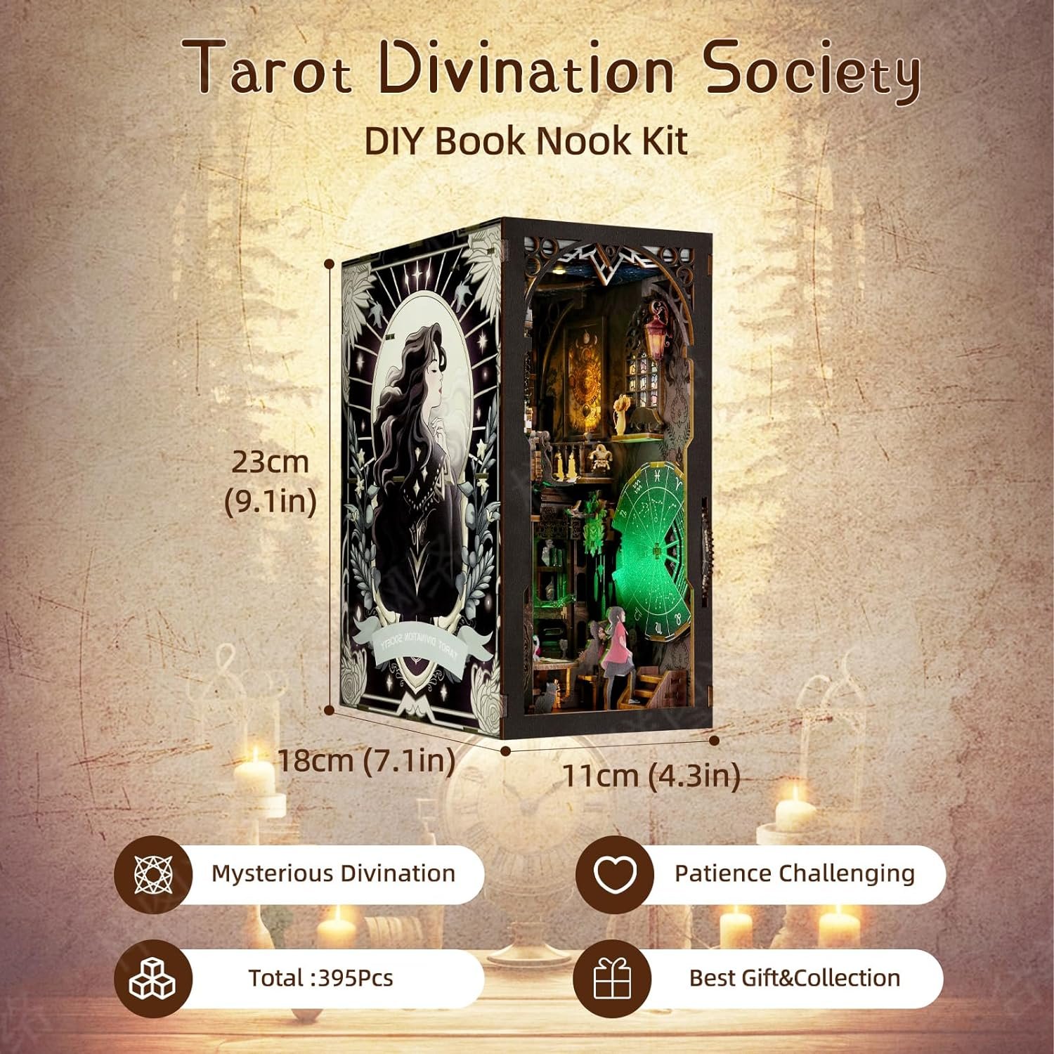 Hot Sale Aslowsnail Tarot Divination Society 3D Book Nook Kit DIY Book Nook with LED Light