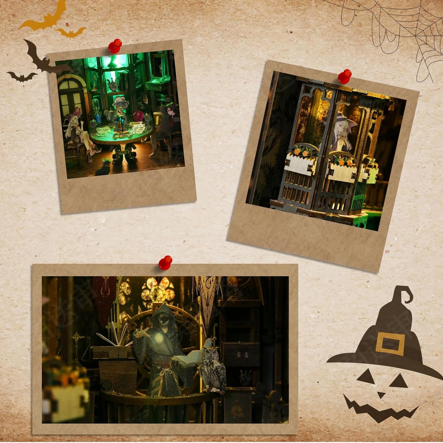 Hot Sale Aslowsnail Tarot Divination Society 3D Book Nook Kit DIY Book Nook with LED Light
