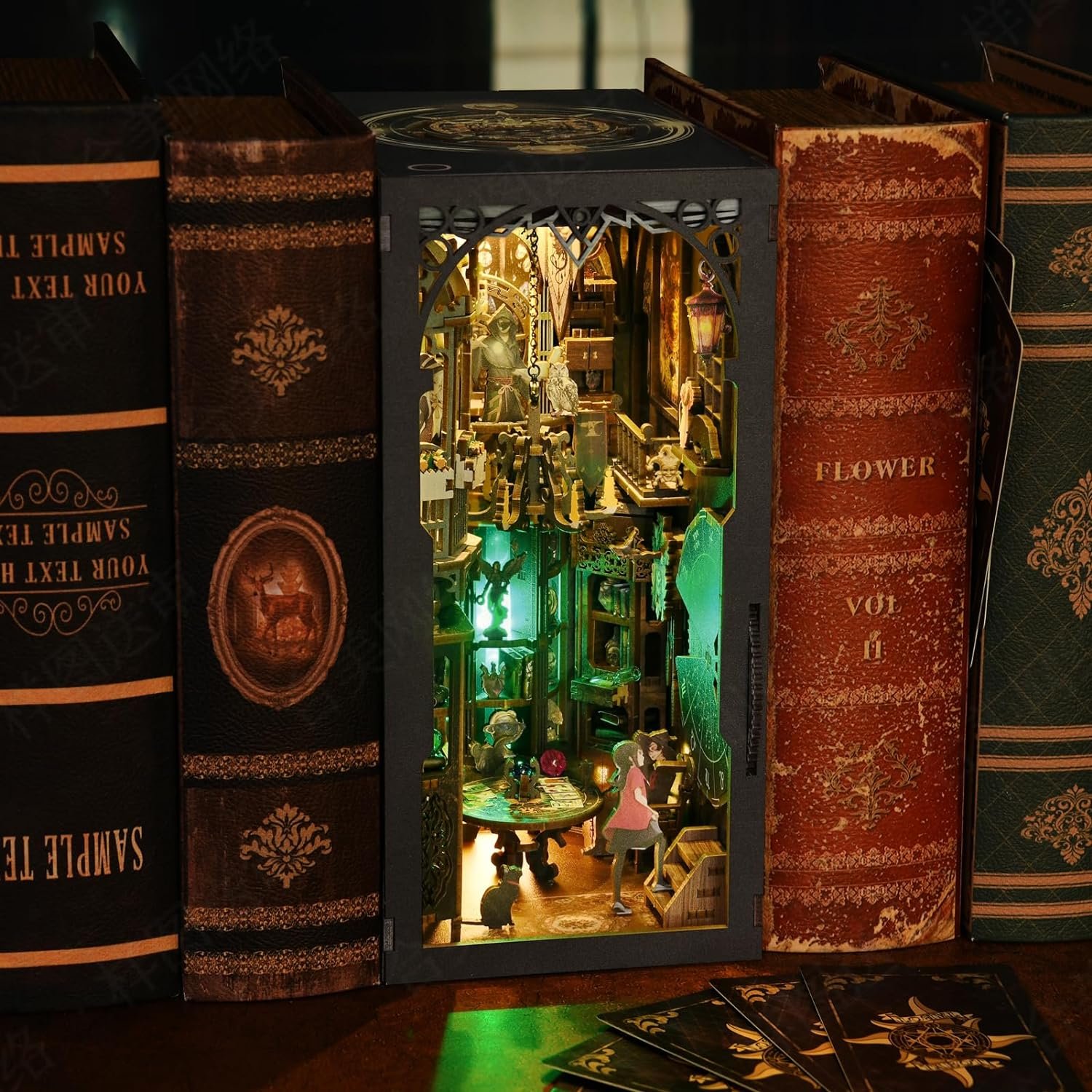 Hot Sale Aslowsnail Tarot Divination Society 3D Book Nook Kit DIY Book Nook with LED Light