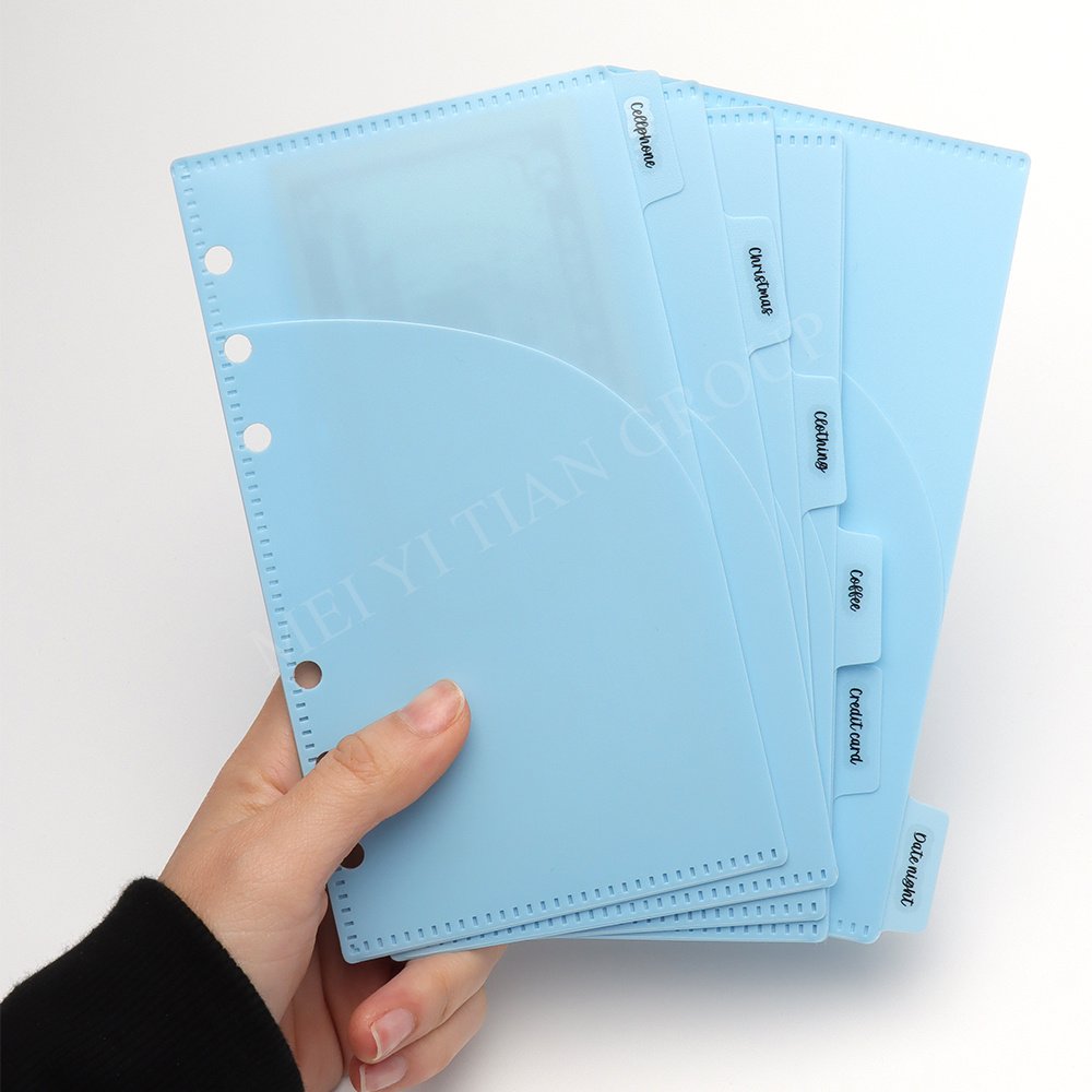 A6 A7 PP Cash Envelopes 6 Tabs 2 Pockets Zipless Money Envelopes Loose Leaf 6 Holes Cash Budget Envelope Index Dividers