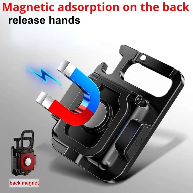 Mini Rechargeable Portable Pocket Cob Work Light Magnetic Inspection Light Opener Torch Keychain Lamp LED Camping Flashlight