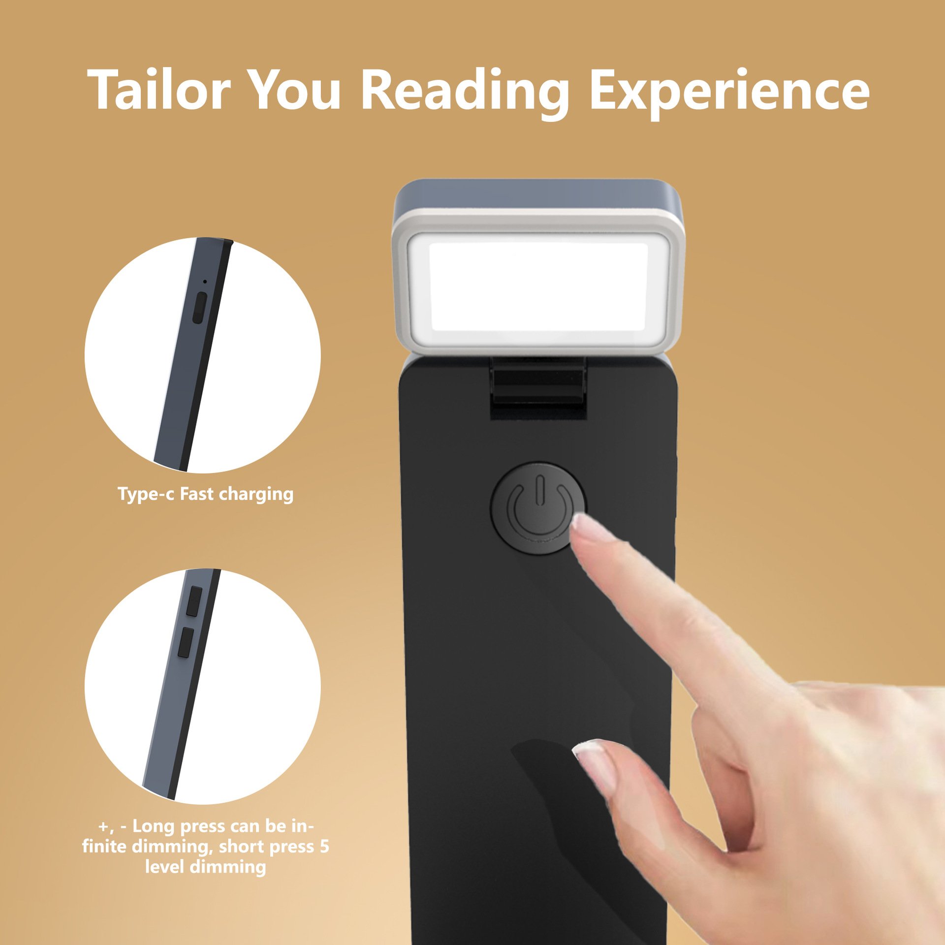 USB Rechargeable Book Light for Reading in Bed Portable Clip-on Dimmable LED Desk Reading Light