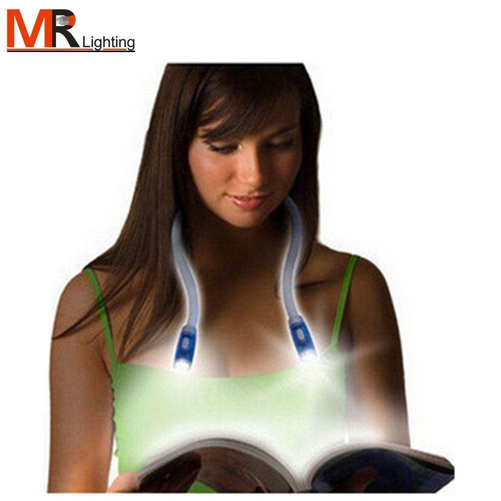 2016 Hands-free Flexible Portable 4 LED Book Reading Light Hug neck Lamp