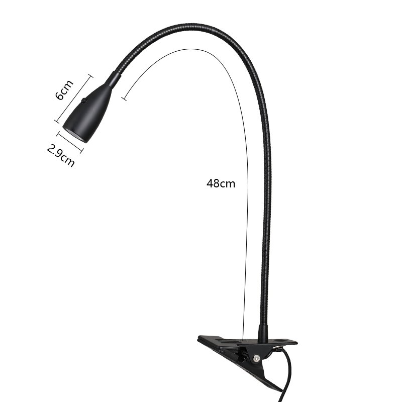LED clamp table lamp with clip desk light for reading books gooseneck