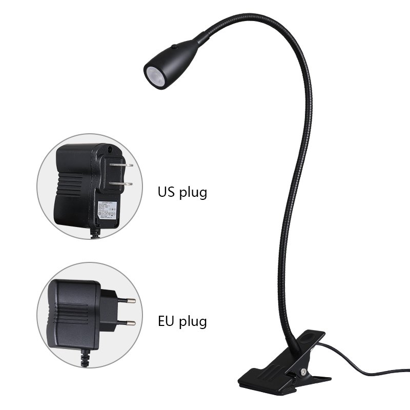 LED clamp table lamp with clip desk light for reading books gooseneck