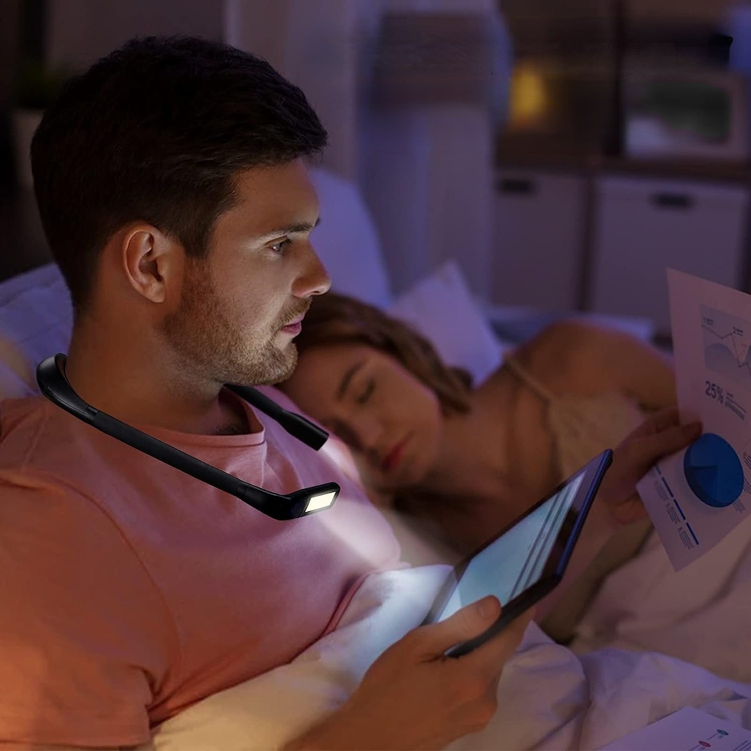 Spot Wholesale Book Light Portable type-c rechargeable long battery life flexible Led neck reading light