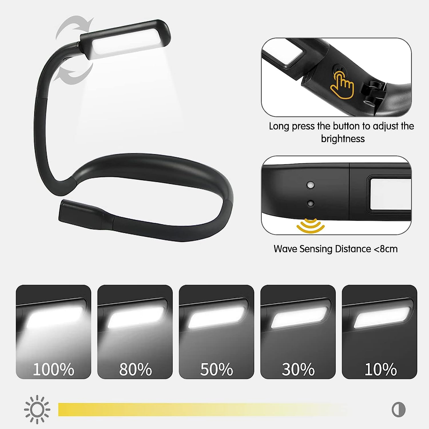 Spot Wholesale Book Light Portable type-c rechargeable long battery life flexible Led neck reading light
