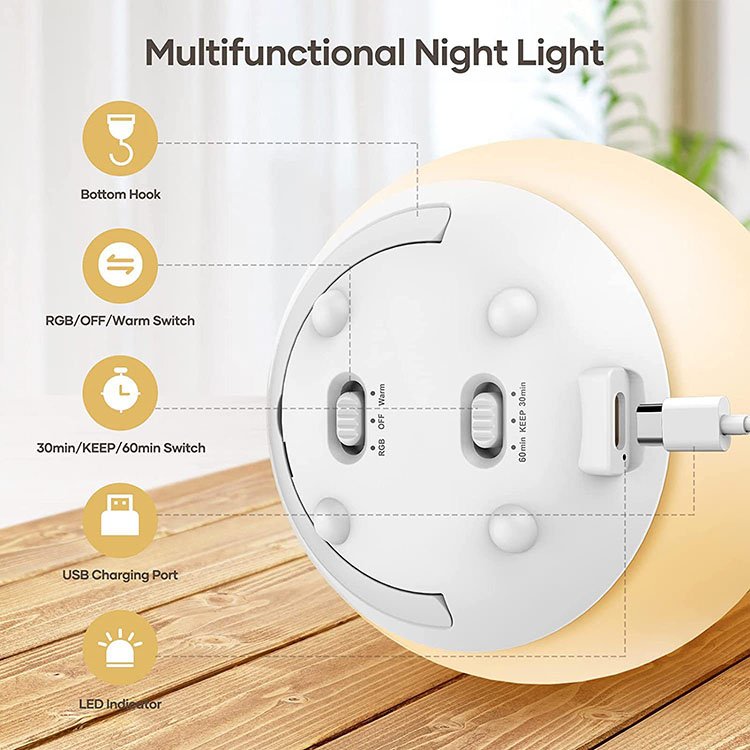 Home Mother and Baby Feeding Night Light Small Soft Atmosphere Clap Light with Colorful Rubber Silicon Book Reading Lamp