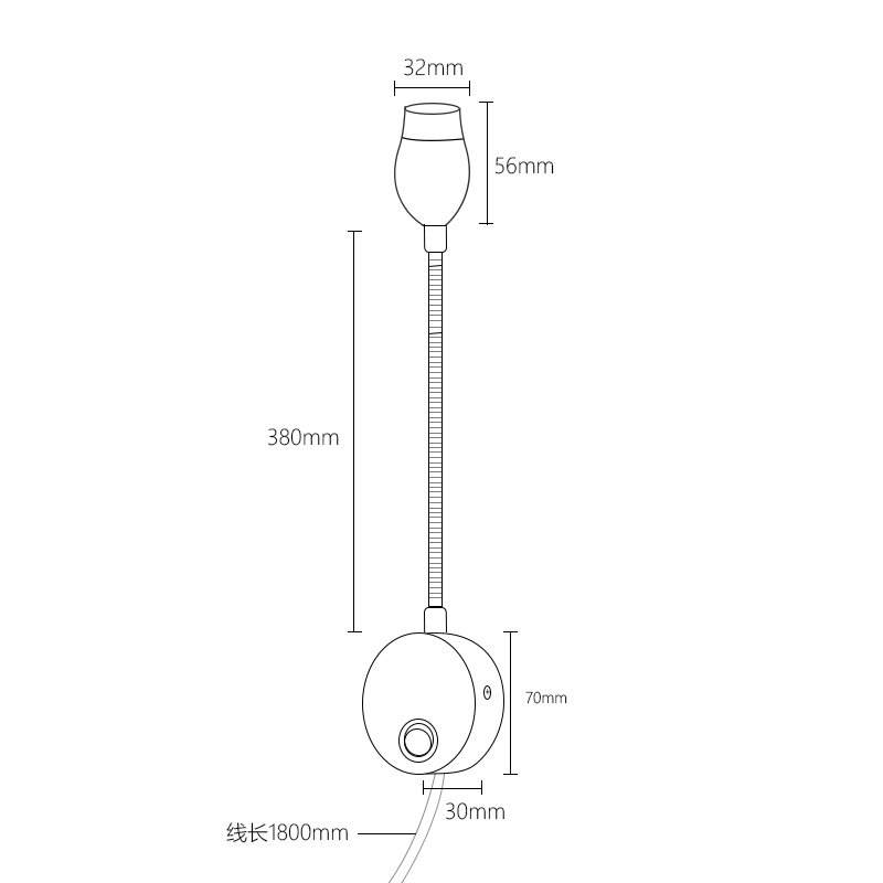 LED wall light for book Bed Lamp with Plug Cord for Bedroom Bedside Hotel Project Flexible Gooseneck Books Reading Light