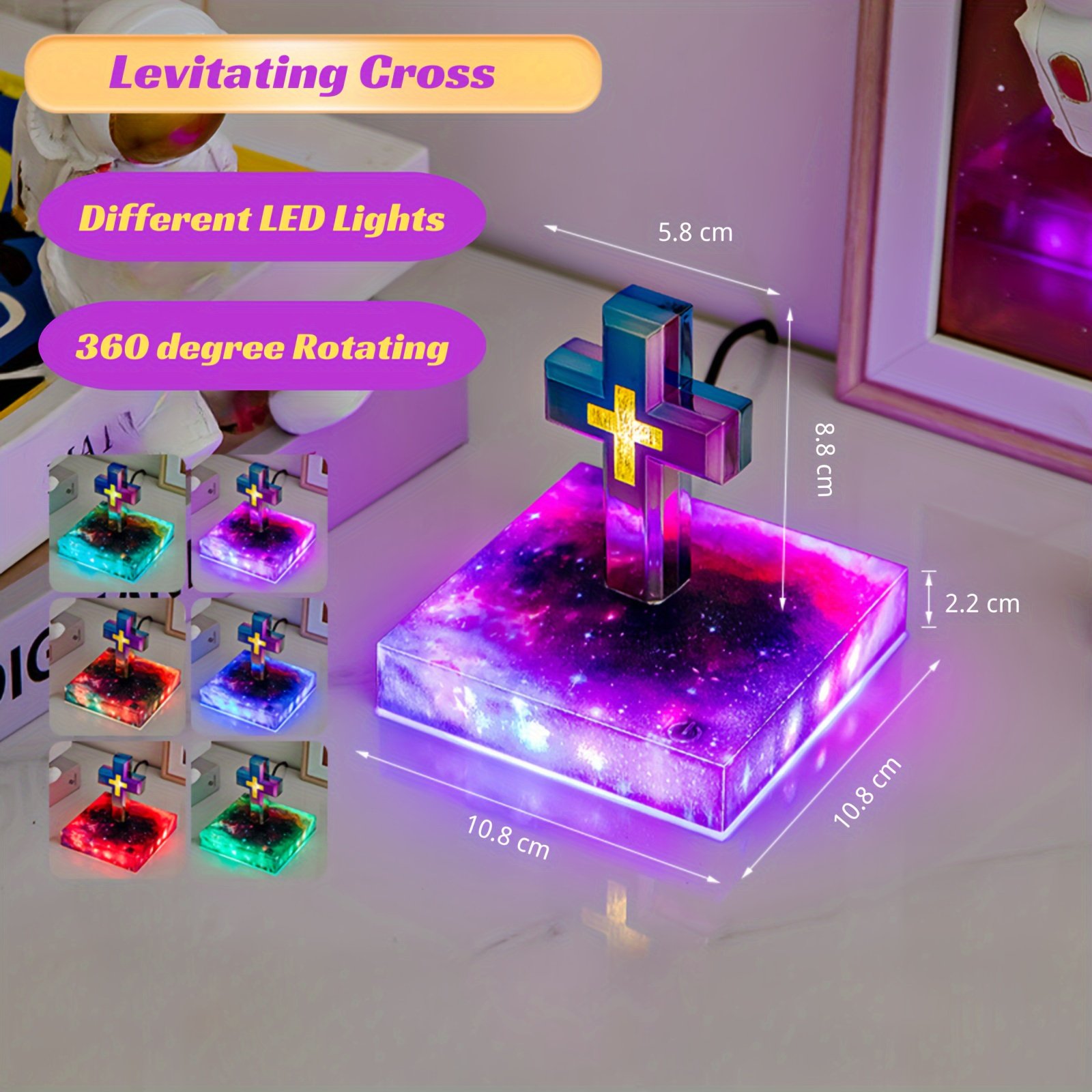 Magnetic Levitating Floating Christian Cross Decorations Lamp Maglev Cross Holy Bible Base