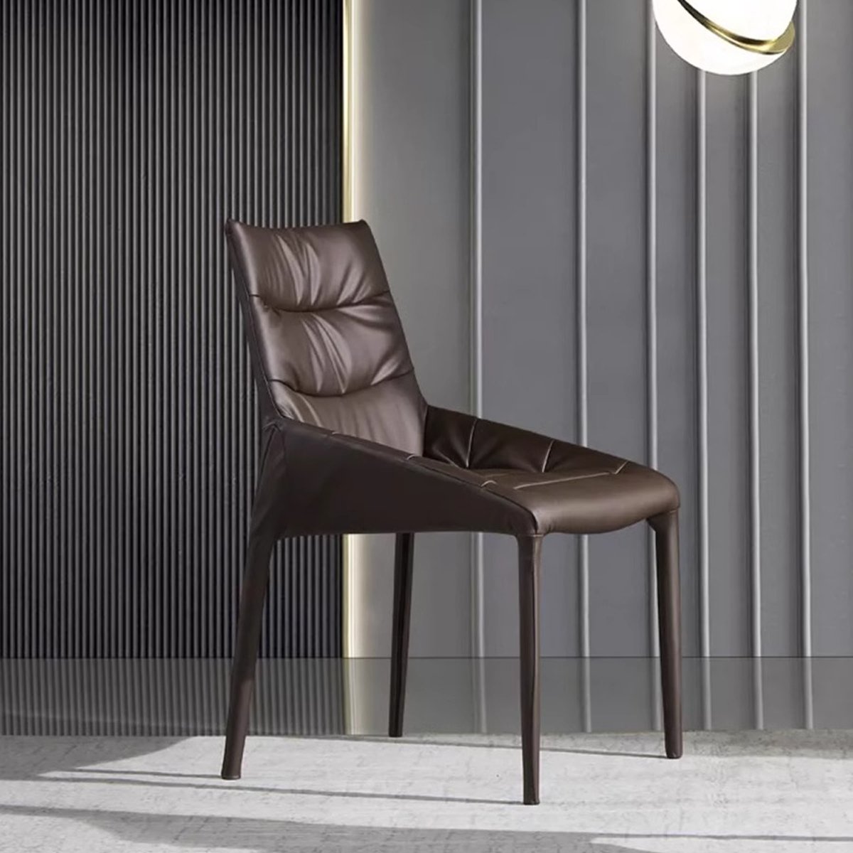 FUWOS Nordic Italian style modern minimalist home high-quality genuine leather comfortable light luxury dining chair book chair