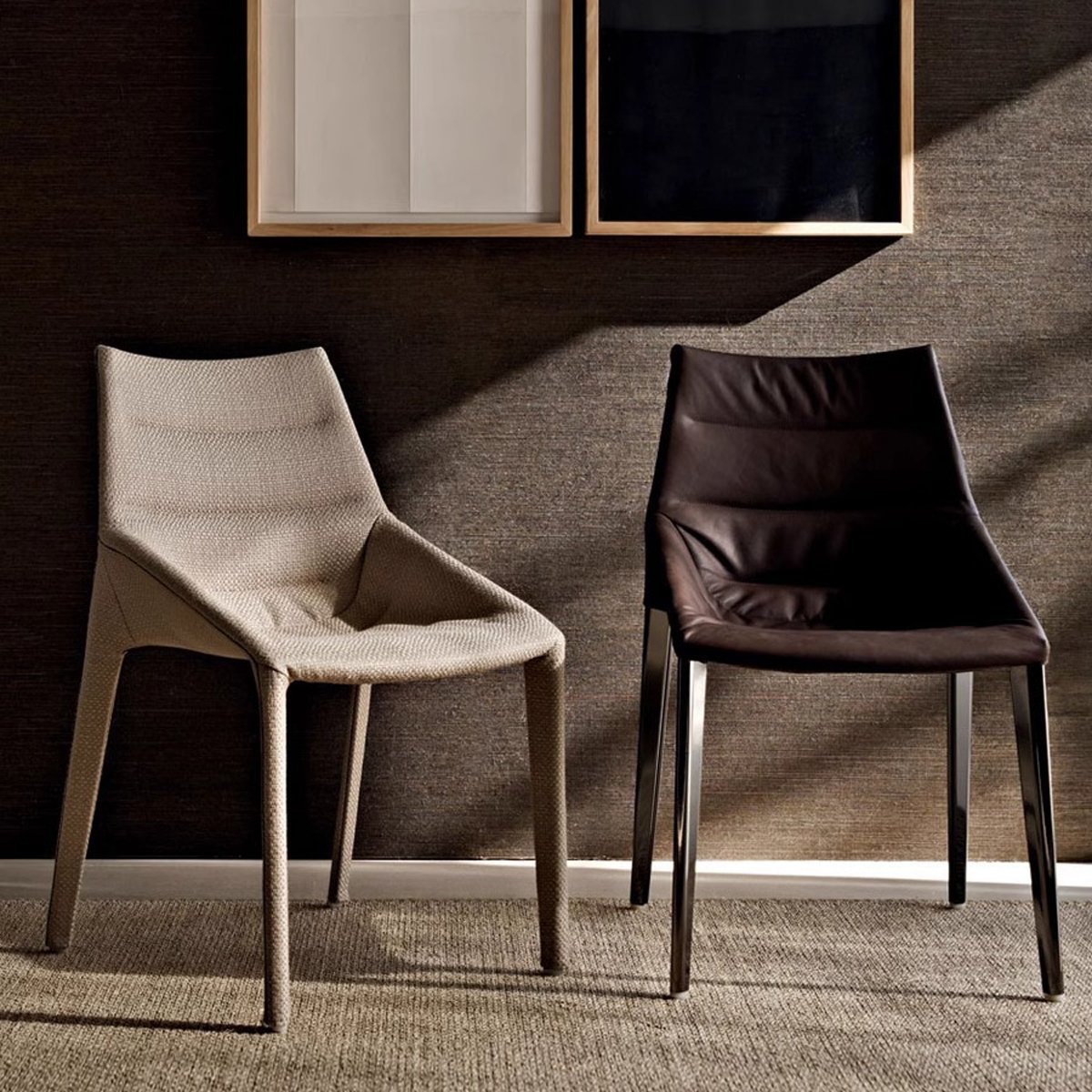 FUWOS Nordic Italian style modern minimalist home high-quality genuine leather comfortable light luxury dining chair book chair