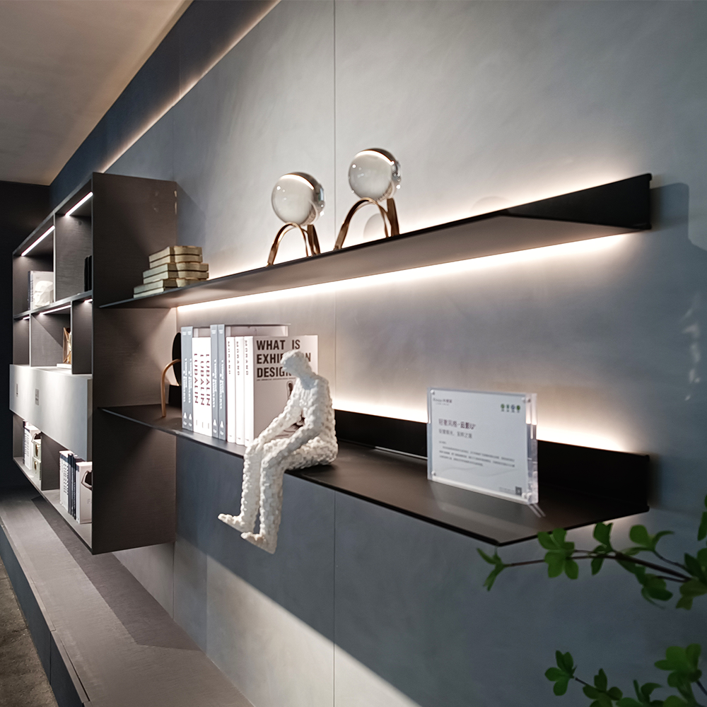 Matai Commission LED Floating Wall Storage Shelves Wall Mounted Floating Storage Wall Handing Aluminum Alloy Metal Display Rack