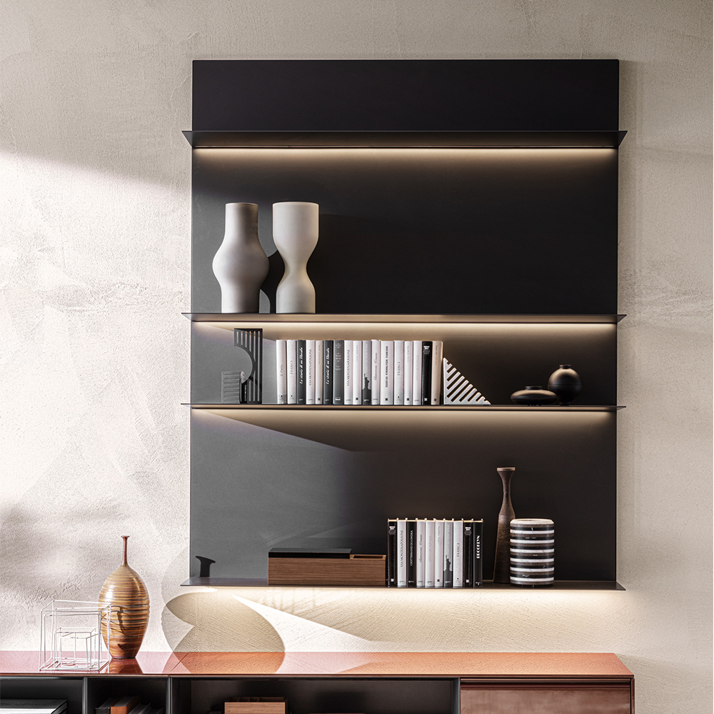 Matai Commission LED Floating Wall Storage Shelves Wall Mounted Floating Storage Wall Handing Aluminum Alloy Metal Display Rack