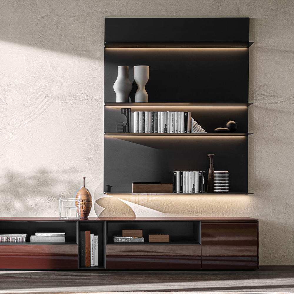 Matai Commission LED Floating Wall Storage Shelves Wall Mounted Floating Storage Wall Handing Aluminum Alloy Metal Display Rack