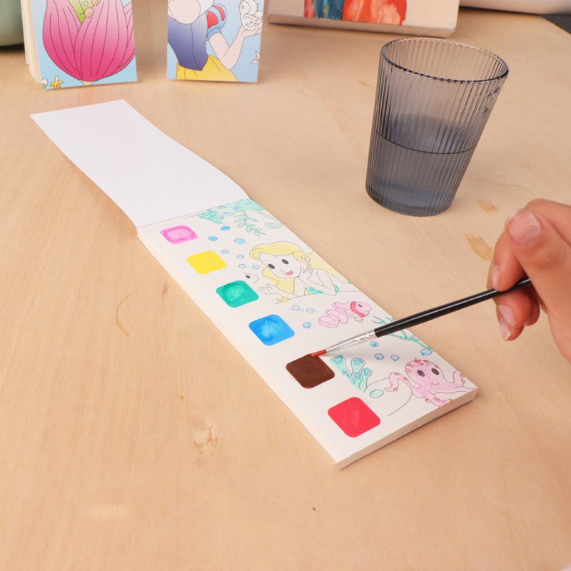 DIY coloring 20drawing paper portable gouache graffiti painting book water painting book painting book with watercolor Brush pen