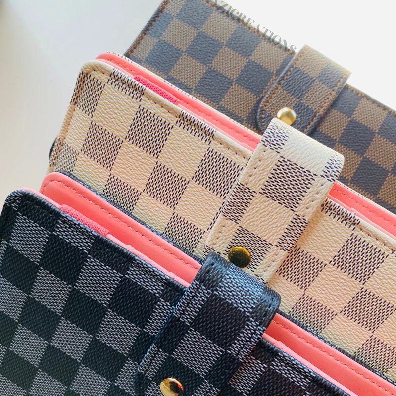 2024 New Custom a7 Wallet Zipper Envelopes Personalized a6 Checkered Book Premium Binder a6 Money Binder Budget