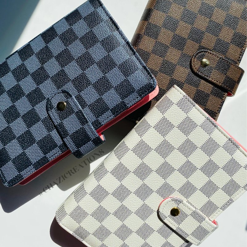2024 New Custom a7 Wallet Zipper Envelopes Personalized a6 Checkered Book Premium Binder a6 Money Binder Budget