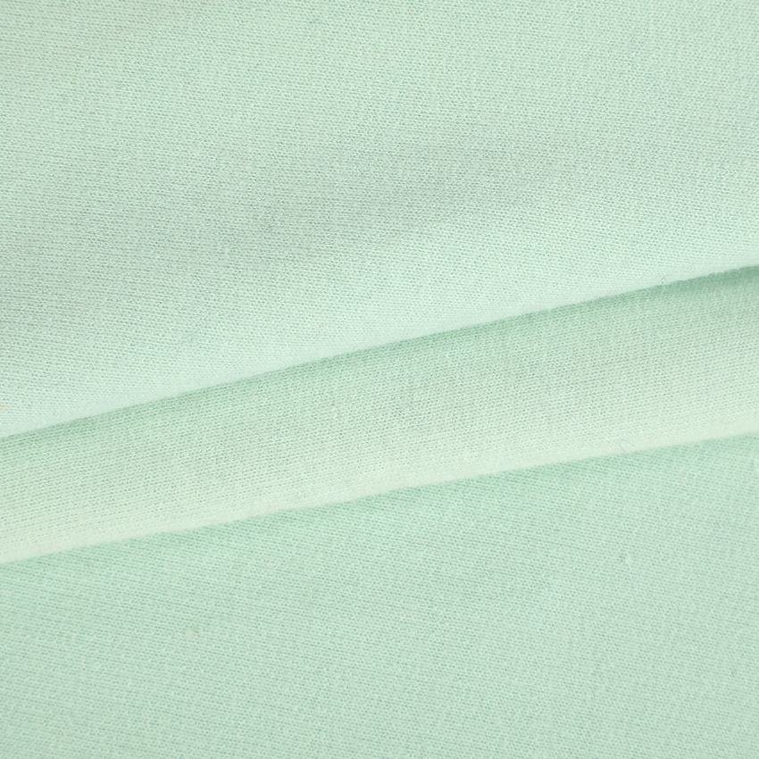 Free Sample Light Green Solid Color Plain Cvc Cotton Polyester Knit French Terry Fabric For Hoodies Pullover