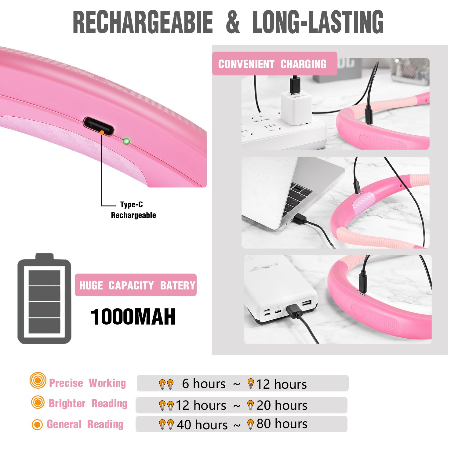 Glocusent Fcc Ce Rohs Certification Original Design Eye Caring Neck Reading Light
