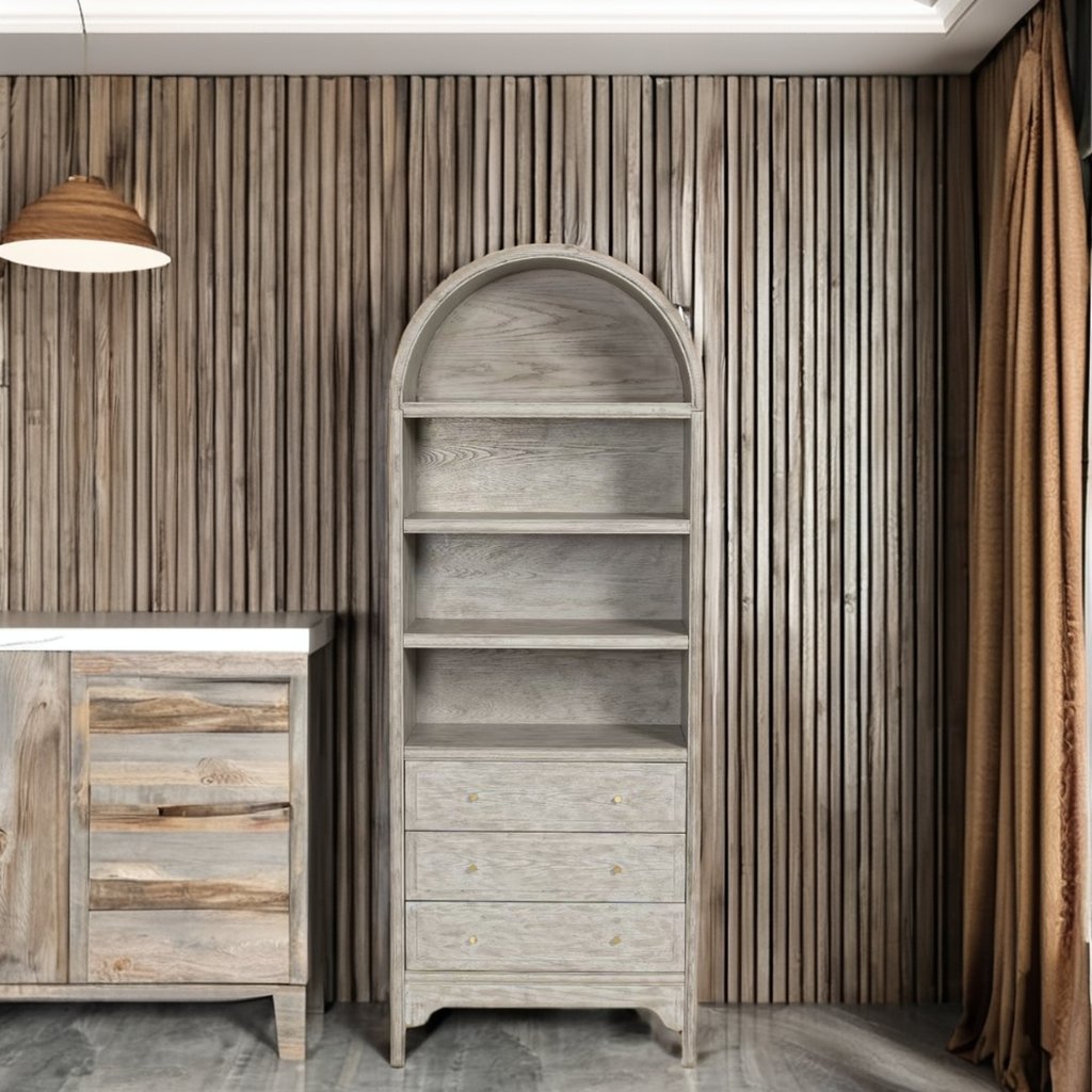 American Luxury Light Antique Cabinet Solid Wood Retro French Locker Custom Open Display for Living Room Dining Modern Design