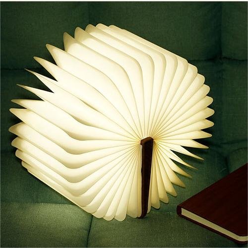 Portable Novelty LED Folding Book Lamp 5 Colors To Switch USB Rechargeable Book Lights Wooden Cover Smart Book lights