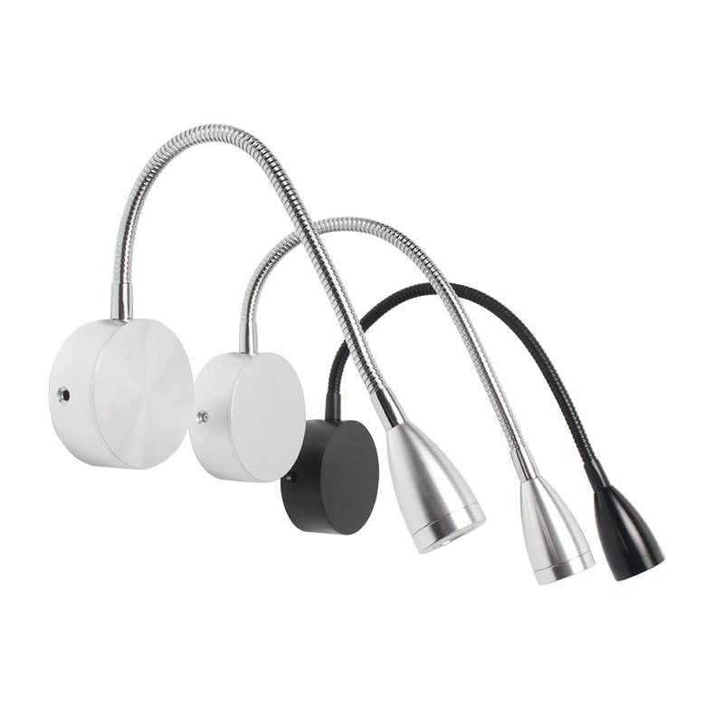 3W read light Home Hotel 30CM adjustable hose LED wall lamp bedside reading right on-off key book light