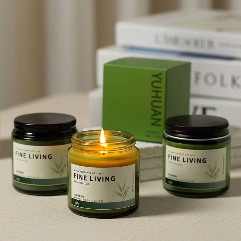 Wholesale Customized Deluxe Green with Aromatherapy Soy Wax Candle Luxury Scented Candles tealight scented candle