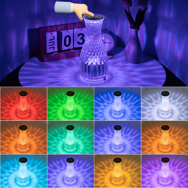 Decorative Touch Control Desk Lamps With Usb Charging Table Light Luxury Led Cordless Crystal Table Lamp For Restaurant Bedroom