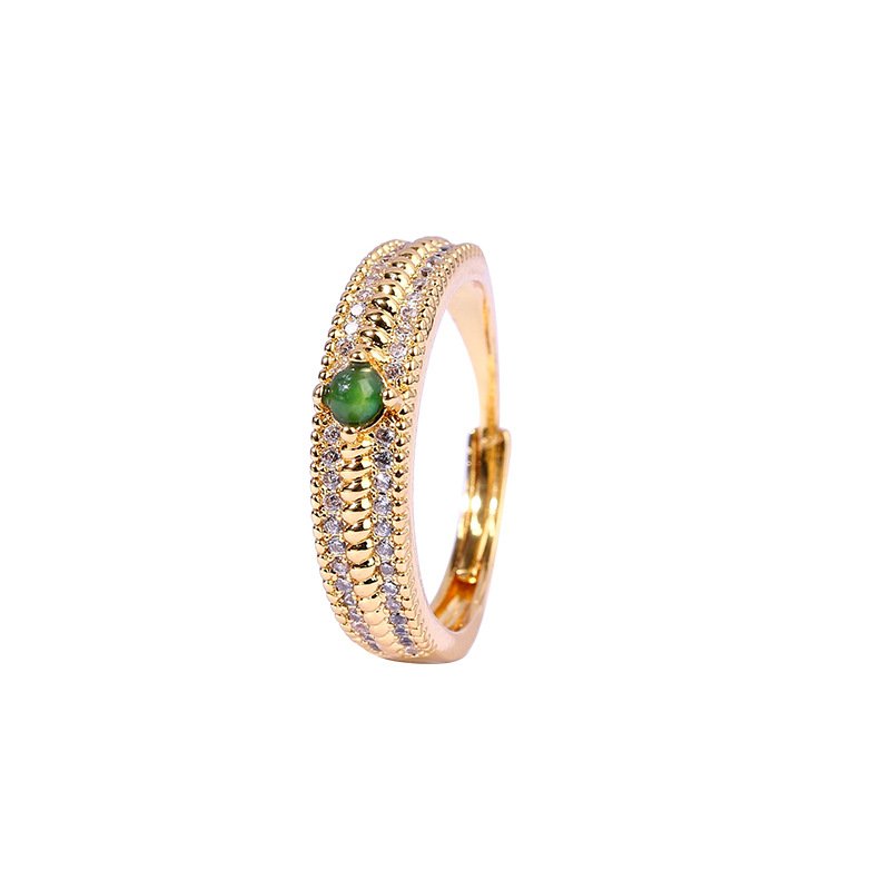 Little Red book burst Chinese style natural dangerous materials jade egg face ring female full green light luxury design sense